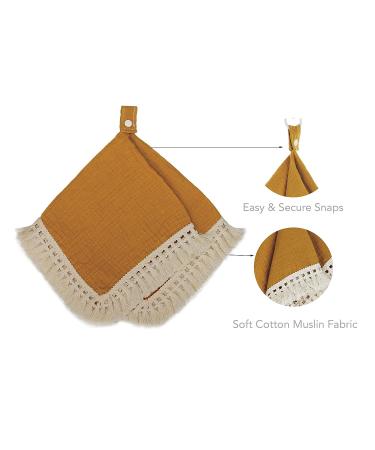 Doodalou Muslin Boho Baby Pacifier Blanket in Mustard - Soft and Stylish - Buy Online on GoSupps.com