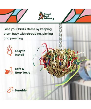 Sweet Feet and Beak Super Shredder Ball - Non-Toxic Bird Foraging Toy (3 inch) - Buy Online on GoSupps.com