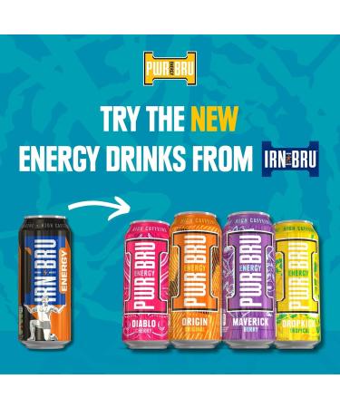IRN-BRU No Sugar Energy Drink with Taurine, Caffeine & Vitamin B | 12 x 330ml Cans - Buy Online on GoSupps.com