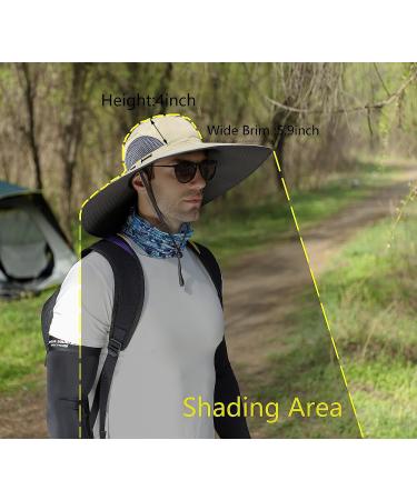 Leotruny Men's Wide Brim Sun Hat UPF50+ Waterproof Bucket Hat for Fishing Hiking Camping - Light Grey - Buy Online on GoSupps.com