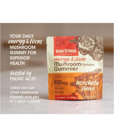 Mushroom Energy&Focus Sugar Free Gummies - Mushroom Supplement with Reishi, Cordyceps, Lion s Mane, and Ginseng for Natural Energyand Mental Clarity - Natural Horchata Flavor, Gluten-Free, 60 Gummies - Buy Online on GoSupps.com
