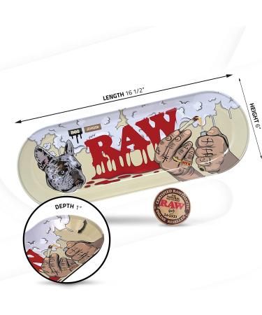 RAW X Boo Johnson Large Skate Deck Rolling Tray - Curved Edges for Mess-Free Sessions - Buy Online on GoSupps.com