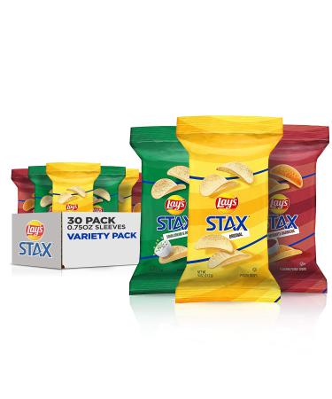 Lay's Stax Original Sour Cream Onion and Mesquite Barbeque 0.75oz, Sleeves Variety Pack, 30 Count Mix Variety Pack 0.75 Ounce (Pack of 30)