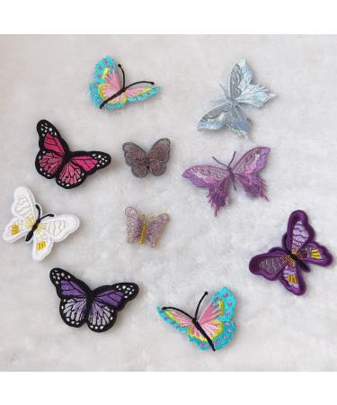 Mililanyo 10 Pieces Purple Butterfly Iron on Patches, Embroidery Applique Sew on Repair Patches for DIY Decor, Jeans, Jackets, Bags, Cloth