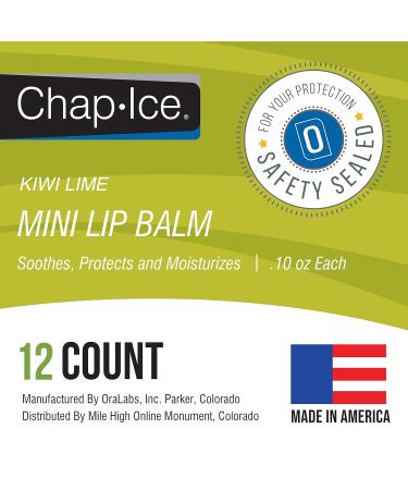 Chap-Ice | 12-Count Mini Kiwi Lime Lip Balm | Lip Balm Pack Fortified with Vitamin E for Dry Cracked Lips | Made in USA - Buy Online on GoSupps.com