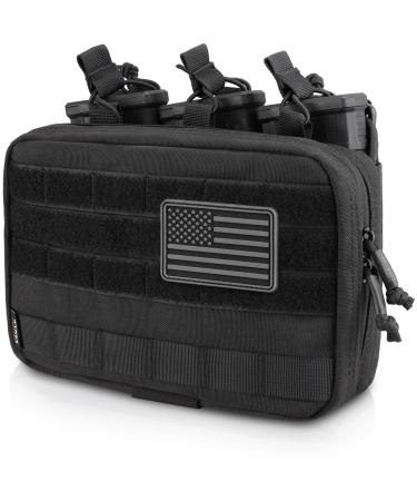 WYNEX Tactical Mag Admin Pouch, Molle Utility Tool Pouch Medical EMT Organizer with Triple Stacker Magazine Holder for M4 M16 Patch Included Black - Buy Online on GoSupps.com