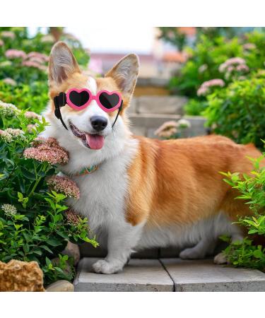 2 Pcs Small Dog Sunglasses UV Protection Heart Goggles for Dogs - Pink/White - Buy Online on GoSupps.com