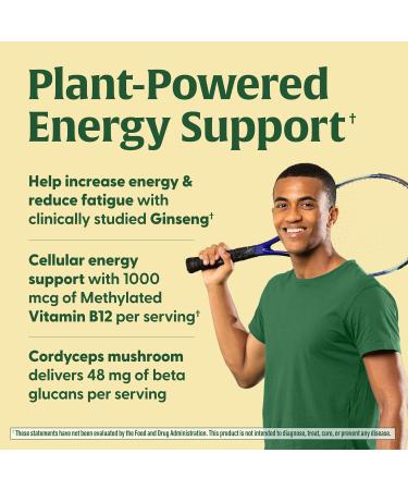 MegaFood Superfood Mushroom Energy Support - Cordyceps Mushroom Supplement with Methylated B12 Vitamins & Panax Ginseng - Doctor Formulated, Gluten-Free, Vegan - 60 Capsules, 30 Servings - Buy Online on GoSupps.com