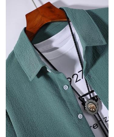 OYOANGLE Men's 2 Piece Outfit: Short Sleeve Striped Shirt and Shorts Set - X-Large Green - Buy Online on GoSupps.com
