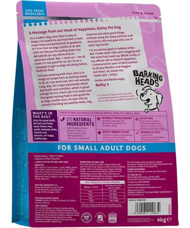 Barking Heads Tiny Paws Quackers Grain Free Dog Food 4 kg - Buy Online on GoSupps.com