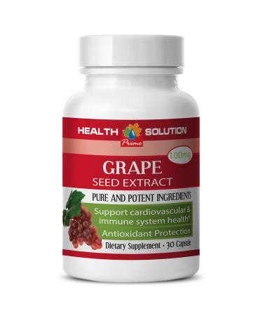 Natural Support Supplement- Grape Seed Extract - Grape Seed Rich Grape Seed Extract for Cleaning red Grape Powder Capsules red Wine Extract Supplement Immune Support Supplement 1 Bot 30 Capsules