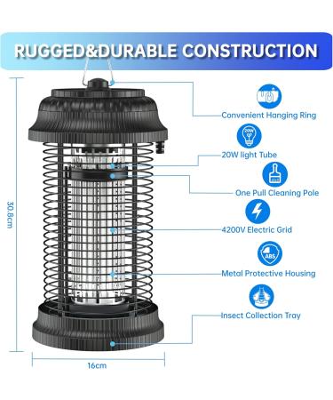 Outdoor Bug Zapper 1600V Electric Mosquito Zapper 19W Electronic Light Bulb Lamp for Outdoor and Indoor(Metal+Plastic) Metal Plastic - Buy Online on GoSupps.com