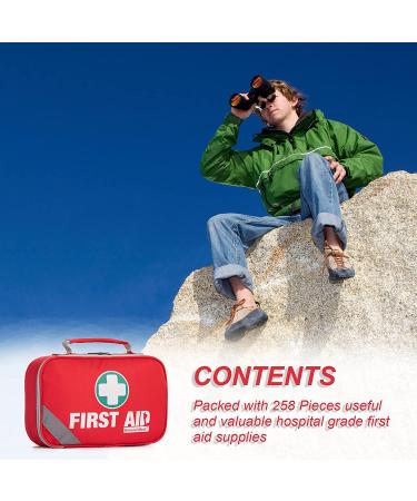 215 Piece 2-in-1 First Aid Kit + Bonus 43 Piece Mini Kit with Eyewash, Ice Pack, Moleskin Pad, and Emergency Blanket for Travel, Home, Office, Car, Workplace - Buy Online on GoSupps.com