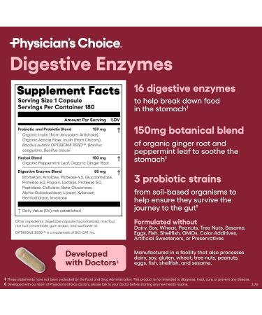 Physician's CHOICE - Beat Bloat + Support Weight Management Bundle: Digestive Enzymes 180ct + Thin-30 Probiotic 60ct - Value Pack - Buy Online on GoSupps.com
