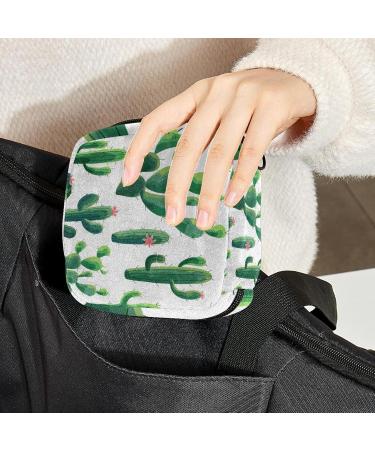 Stylish Tropical Cactus Menstruation Pad Bag with Zipper | Women's Napkin & Tampon Organizer | Eco-Friendly & Durable Tote for Girls - Buy Online on GoSupps.com