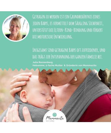 Mammacita Midwife Baby Carrier Sling - Oeko-Tex Elastic Newborn Sling (0-15kg) - 5m Long Dark Gray with Bag & Instructions - Buy Online on GoSupps.com