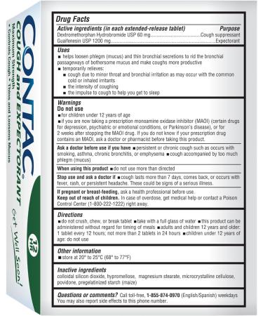 Contac Mucus Relief DM: Guaifenesin & Dextromethorphan 21 Tablets - Maximum Strength - Buy Online on GoSupps.com