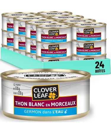 Clover Leaf Chunk White Albacore Tuna in Water All Natural Ingredients Excellent Source Of Protein 14g Of Protein - 170g - 24 Count