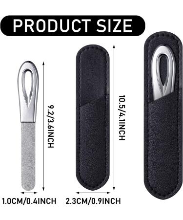 Stainless Steel Nail Files Set with Leather Case - Double Sided Grit Diamond Fingernail File for Natural Nails - Non Slip Handle, Metal File Emery Boards (Black) - Buy Online on GoSupps.com