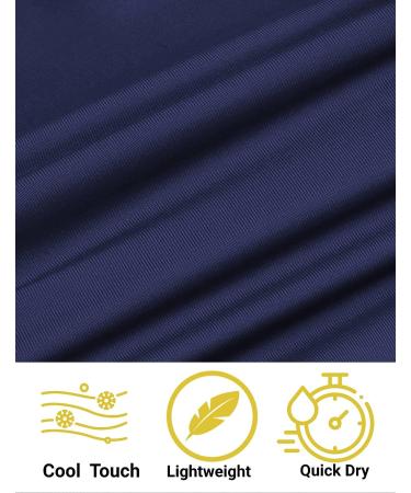 COOFANDY Men's Collarless Golf Polo Shirt - Quick Dry Short Sleeve Henley Shirt - Deep Blue Striped Polo - Large - Buy Online on GoSupps.com