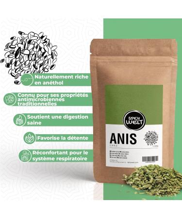 Spicy Welt Anis Vert Entier (100g) Graines d'Anis (Pimpinella Anisum) | Pour Infusion P tisserie Pain & Biscuit | Saveur Douce & Fra che | 100% Naturel Sans Additifs - Buy Online on GoSupps.com