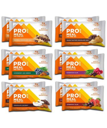 PROBAR  Meal Bar Fan Favorites Variety Pack (6 Flavor), Natural Energy, Non-GMO, Gluten-Free, Plant-Based Whole Food Ingredients, 3 Ounce (Pack of 12) Best Sellers Variety Pack