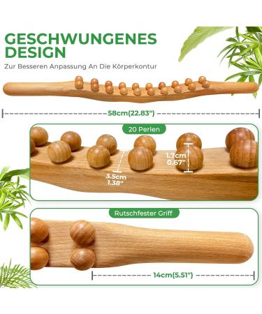 Premium Beech Wood Fascia Roller & Massage Scooter | Muscle Relaxation Body Shaping & Anti-Cellulite Gua Sha Tool - Buy Online on GoSupps.com