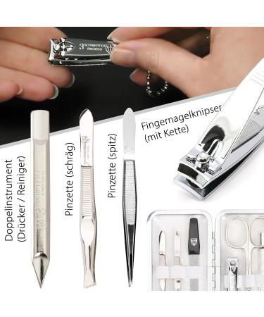 Three Swords Lucca 6-Piece Nail Care Set | Premium Manicure & Pedicure Kit in White Leather Gift Box - Buy Online on GoSupps.com
