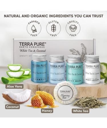 Terra Pure White Tea & Coconut Amenity Kit | Travel Size Shampoo Conditioner Lotion & More | 75 Pieces - Eco-Friendly Luxury Accessories for Hospitality - Buy Online on GoSupps.com