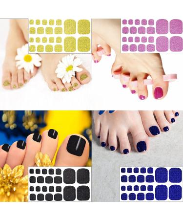 Glitter Toenail Polish Stickers - 440 Pieces, 20 Sheets, Adhesive Toe Nail Wraps with 2 Nail Files - Vivid Color for Girls - Buy Online on GoSupps.com