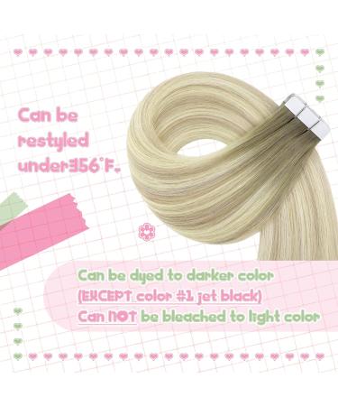 Youngsee Real Hair Extensions Tape Ombre 55cm - Ash Blond Balayage & Platin Blond Remy Tape Ins (20 Pcs 50g) - Premium Quality Hair Extensions - Buy Online on GoSupps.com