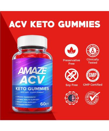 2 Pack Amaze ACV Keto Gummies - Apple Cider Vinegar Formula for Weight Loss - Vegan with Vitamin B12 & Beet - 120 Gummies - Buy Online on GoSupps.com