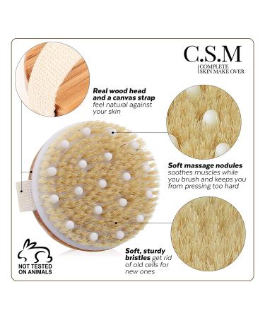 CSM Body Brush - Exfoliating Boar Hair Brush for Soft Skin, Improved Circulation & Acne Reduction - Buy Online on GoSupps.com