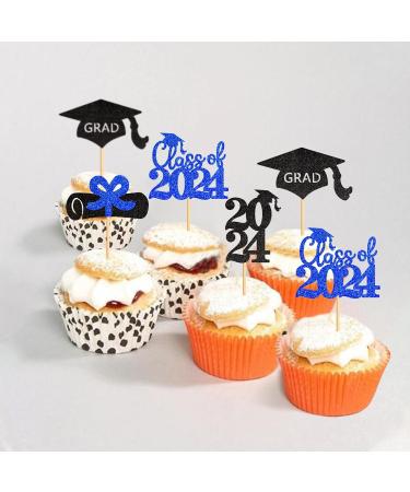 Ercadio 48 Pack 2023 Graduation Cupcake Toppers Black Blue Glitter Grad Cap Diploma Class of 2023 Cupcake Picks for 2023 Graduation Theme Party Cake Decorations Supplies B-grad Blue - Buy Online on GoSupps.com