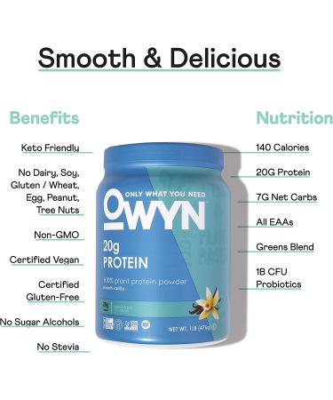 OWYN Plant-Based Protein Powder - Smooth Vanilla, 1.05 lbs | Vegan & Clean Nutrition - Buy Online on GoSupps.com