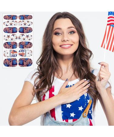 Dunzy 16 Sheets 4th of July Nail Stickers - Patriotic Independence Day Design with Nail File - Self-Adhesive Wraps & Decals for Manicure - Buy Online on GoSupps.com