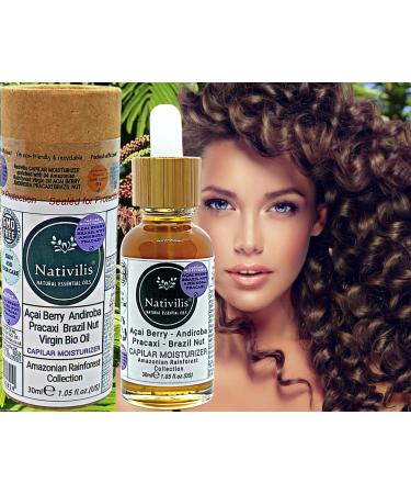 Nativilis Acai Bio Oil Capilar Mositurizer plus 04 Amazonian Rainforest Virgin Oils Acai Andiroba Pracaxi Brazil Nut Complex emollient restructuring hair fibres strengthens roots dry hair Copaiba