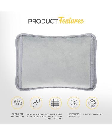 MONHOUSE Rechargeable Electric Hot Water Bottle in Dark Grey - Hand Warmer Massaging Heat Pad - Soft & Cozy Heated Bag with Waist Belt - 27 x 18 cm - Buy Online on GoSupps.com