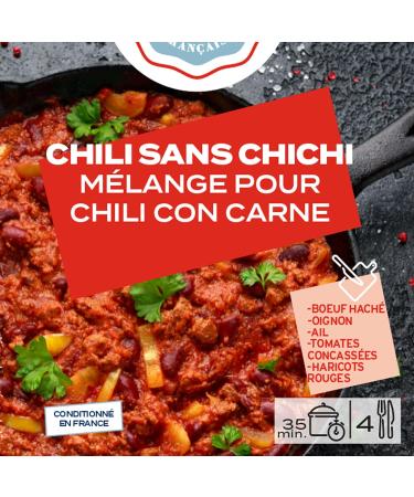 MARCEL SENCHOU - Chili without Chichi - Chili Con Carne Blend - Semolina Onion Dehydrated Tomato Paprika Black Pepper Oregano Parsley - 18 g - Buy Online on GoSupps.com