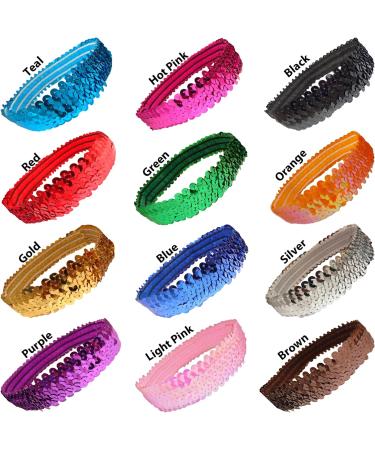 Sequin Headbands Set- Elastic Stretch Sparkly Fashion Headbands for Teens Girls & Women- Available in Various Colors- Ideal for Softball, Volleyball, Basketball, Dance- By Kenz Laurenz - Buy Online on GoSupps.com
