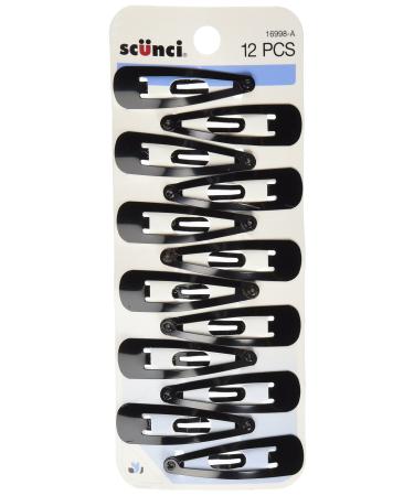 Scunci Snap Hair Clip Black 12 Pieces
