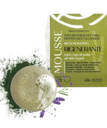 REGENERATING solid cleansing foam - with Spirulina essential oils - delicate facial make-up remover for normal and combination skin - Vegan concentrate - equivalent to 300 ml of liquid