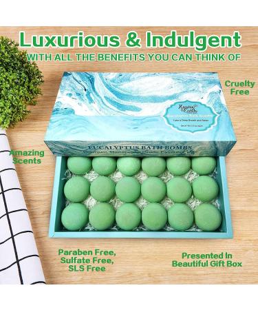 18 Therapeutic Eucalyptus Bath Bombs for Sore Muscles - Best Bath Bomb Gift Set for Men & Women - Buy Online on GoSupps.com