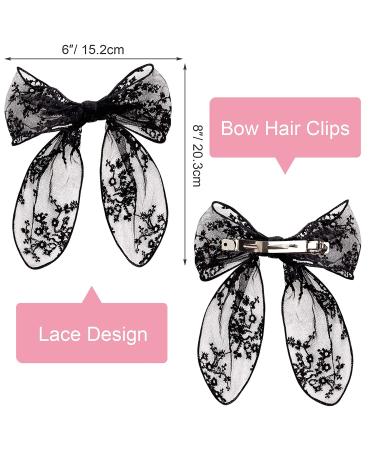 PAGOW 3PCS Lace Bow Hair Clips Set - Korean-Style Flower Barrettes for Women and Girls (White, Black, Beige) - Buy Online on GoSupps.com