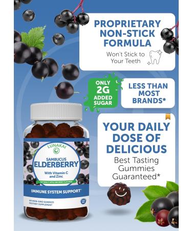 Lunakai Vitamin D3 and Elderberry Gummies Bundle - Immunity Bone and Mood Support Supplement for Adults & Kids - Non-GMO No Corn Syrup All Natural Gummy - Buy Online on GoSupps.com