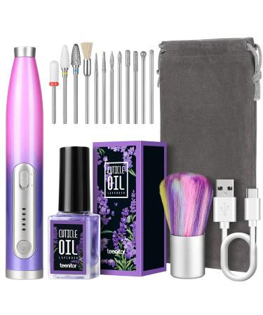 Electric Nail Drill, Teenitor Electric Nail File Set, Cordless Rechargeable Portable Nail Filer Drills Kit for Acrylic Gel Cuticle Nails
