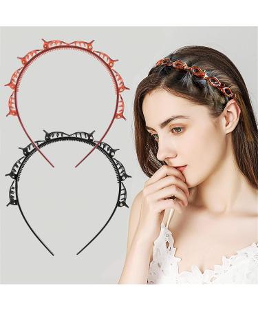 Korean Double Bangs Hairstyle Hairpin Headband - Black+Coffee | Multi-layer Twist Plait Hair Tool with Alligator Clip for Women - Buy Online on GoSupps.com