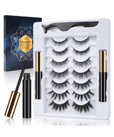Uraqt Magnetic Eyelashes - 7 Pairs 3D False Eyelashes with Eyeliner & Tweezers | Waterproof & Reusable - Buy Online on GoSupps.com