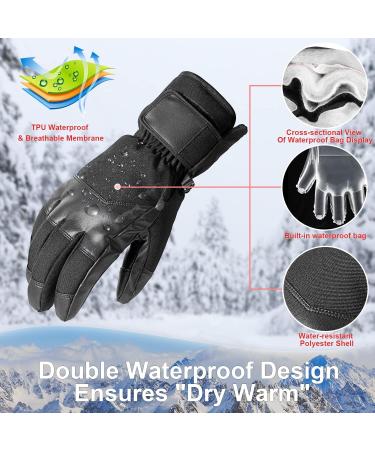 Waterproof Ski Gloves | Men Women | Warm Snowboard Gloves | Touchscreen | Black Medium - Buy Online on GoSupps.com