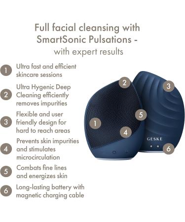 Geske SmartAppGuided Sonic Facial Brush 5 in 1 | Electric Silicone Cleaning & Massage Device | Professional Facial Care - Midnight - Buy Online on GoSupps.com